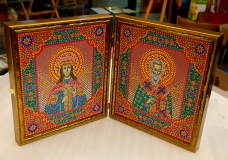 Живописный складень: святые Артемий Солунский и Екатерина Александрийская