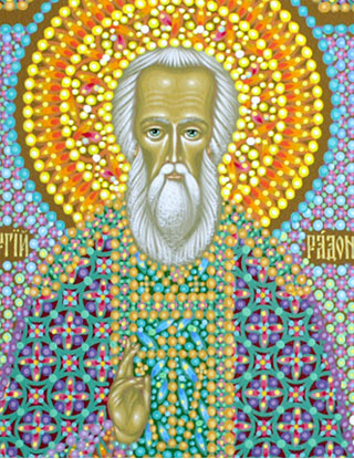 Икона преподобного Сергия Радонежского, иконописец Юрий Кузнецов